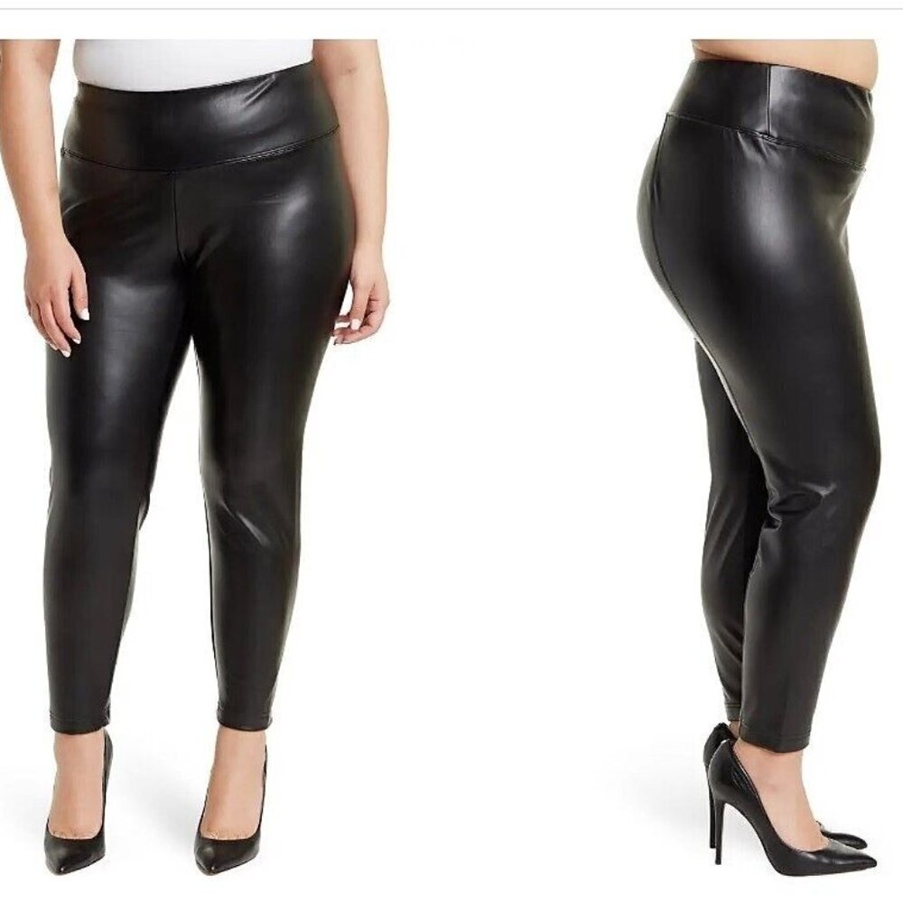 Catherine Malandrino Black Faux Leather Pants Leggings sz 3X NWT